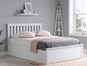 Land Of Beds Rhodes White Wooden Ottoman Bed1