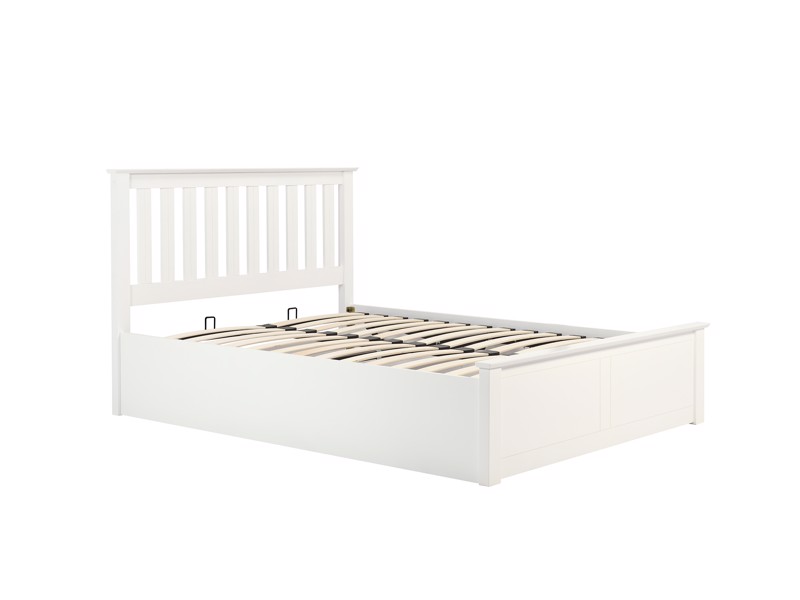 Land Of Beds Rhodes White Wooden Small Double Ottoman Bed7