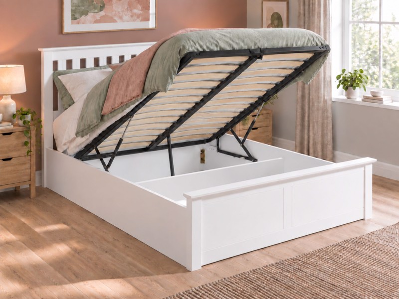 Land Of Beds Rhodes White Wooden Ottoman Bed2