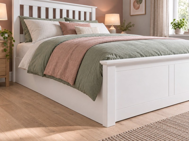 Land Of Beds Rhodes White Wooden Ottoman Bed4
