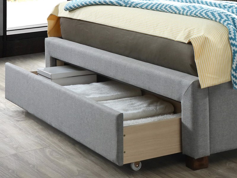 Land Of Beds Campbell Grey Fabric Double Bed Frame2