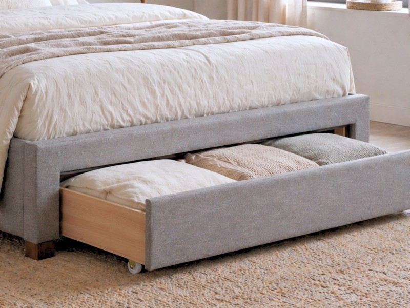 Land Of Beds Campbell Grey Fabric Bed Frame4