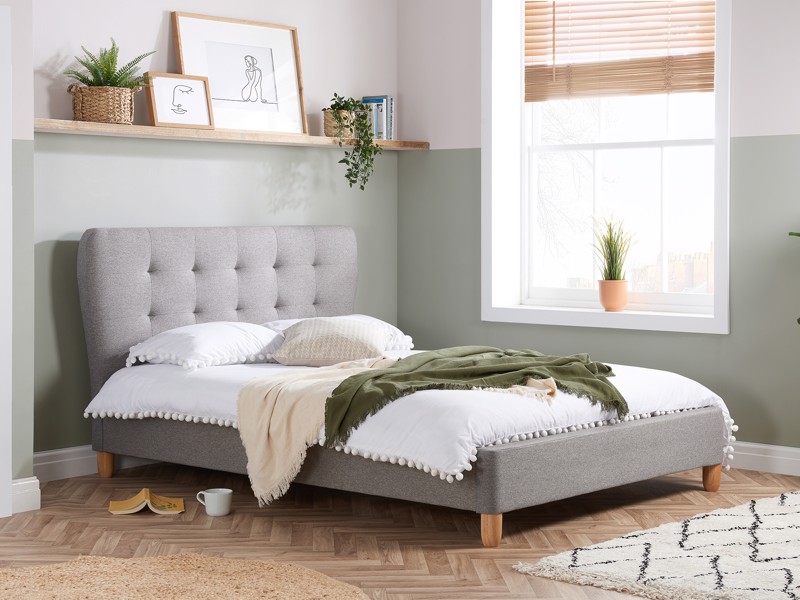 Land Of Beds Springwood Grey Fabric Small Double Bed Frame1