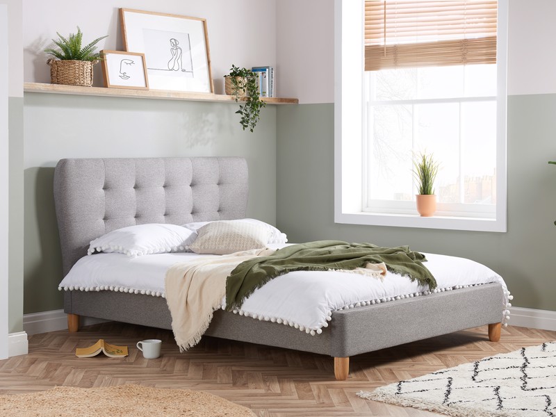 Land Of Beds Springwood Grey Fabric Bed Frame1