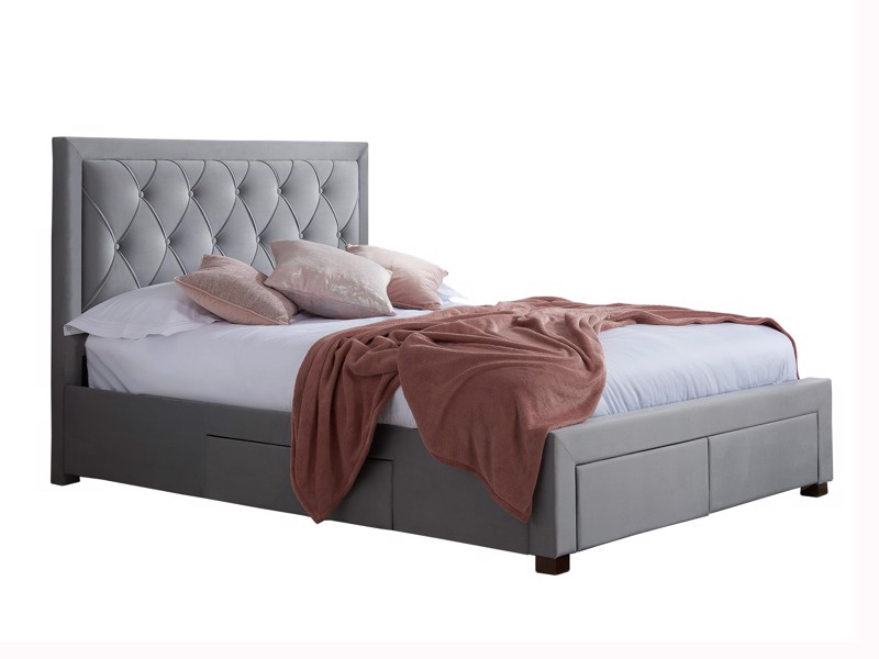 Land Of Beds Santorini Grey Fabric Bed Frame6