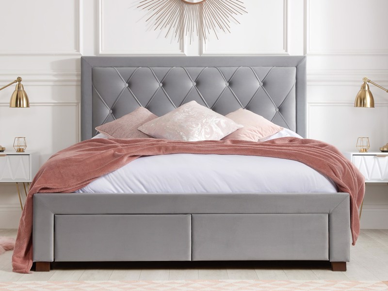 Land Of Beds Santorini Grey Fabric King Size Bed Frame5