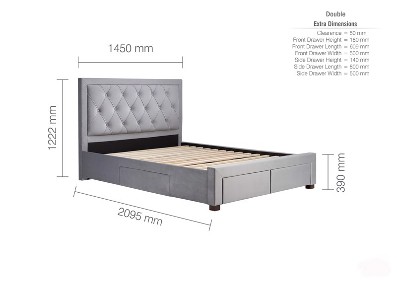 Land Of Beds Santorini Grey Fabric King Size Bed Frame7
