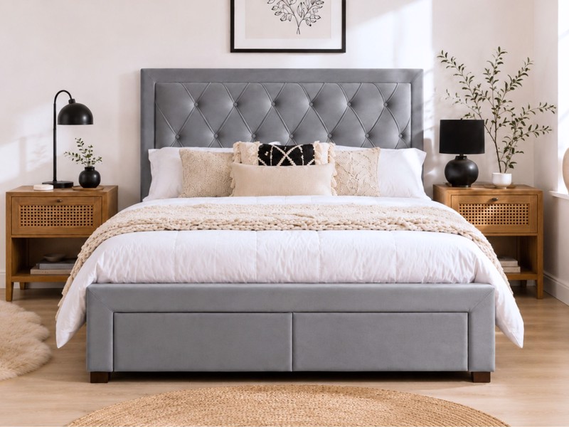Land Of Beds Santorini Grey Fabric Bed Frame2
