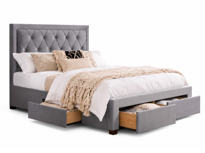 Land Of Beds Santorini Grey Fabric Bed Frame3