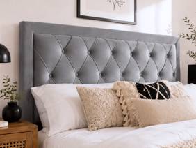Land Of Beds Santorini Grey Fabric Bed Frame4
