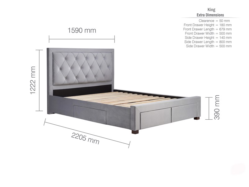Land Of Beds Santorini Grey Fabric Super King Size Bed Frame10