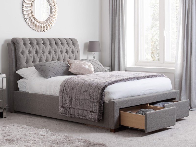 Land Of Beds Athens Grey Fabric Bed Frame1