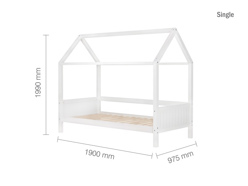 Land Of Beds Thornton Home White Wooden Single Childrens Bed6