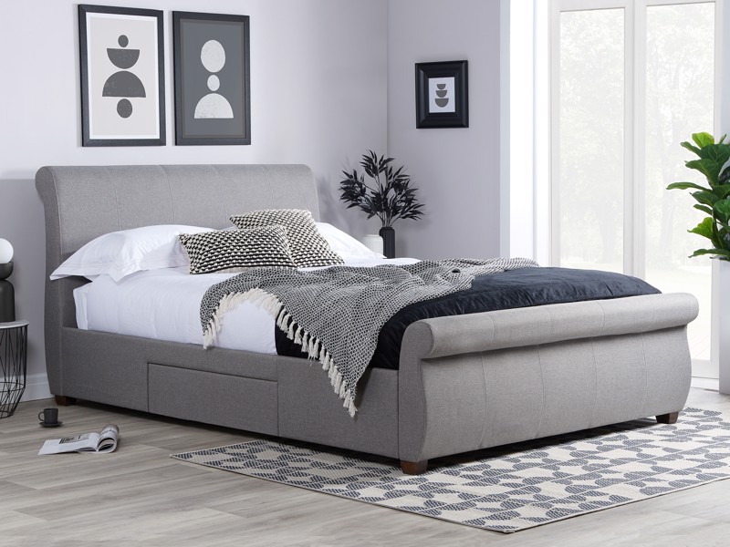Land Of Beds Kyra Grey Fabric Bed Frame1