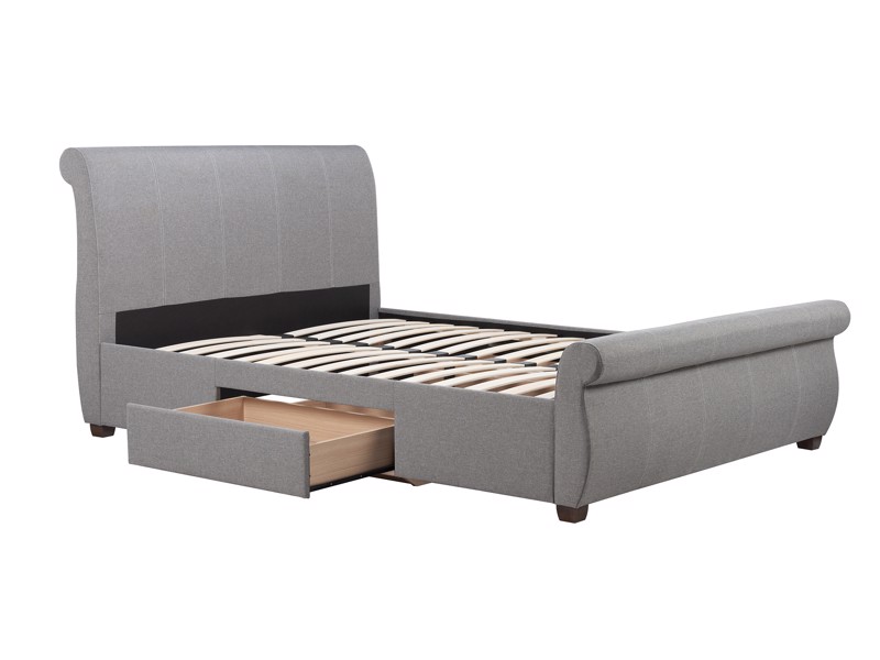 Land Of Beds Kyra Grey Fabric Bed Frame6