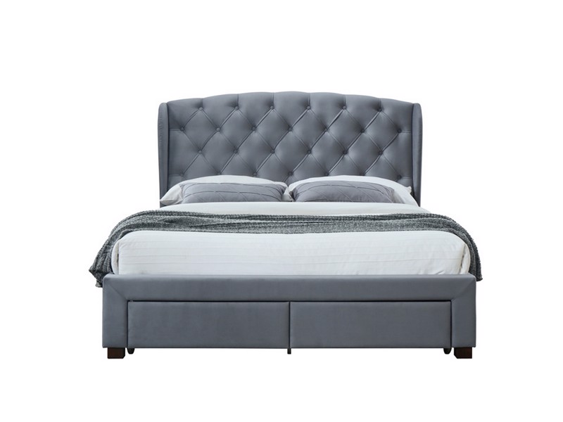 Land Of Beds Amy Grey Fabric Bed Frame6