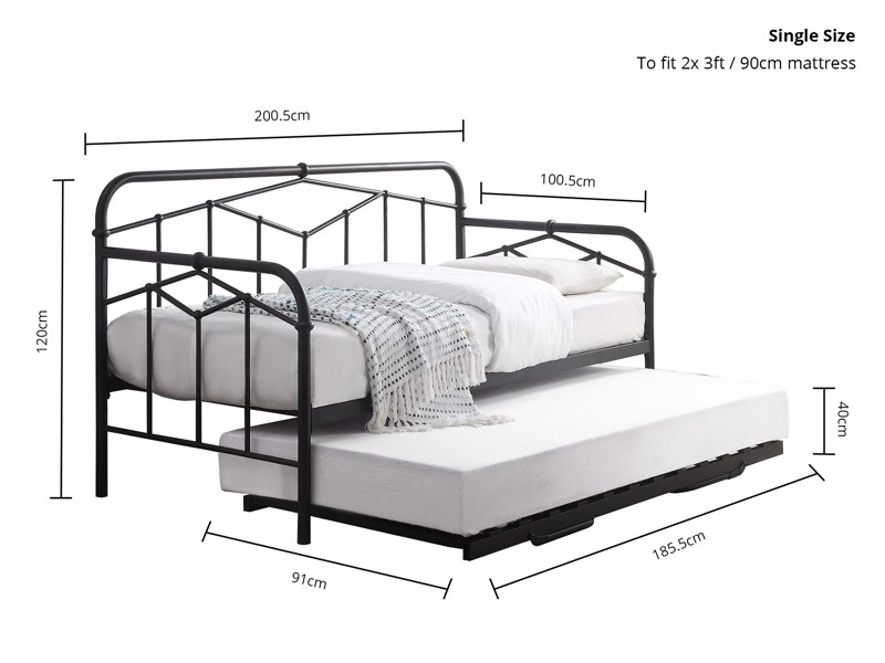Land Of Beds Stanley Black Metal Single Guest Bed5