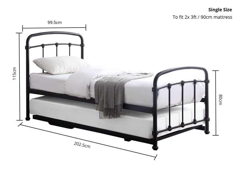 Land Of Beds Perth Black Metal Guest Bed6