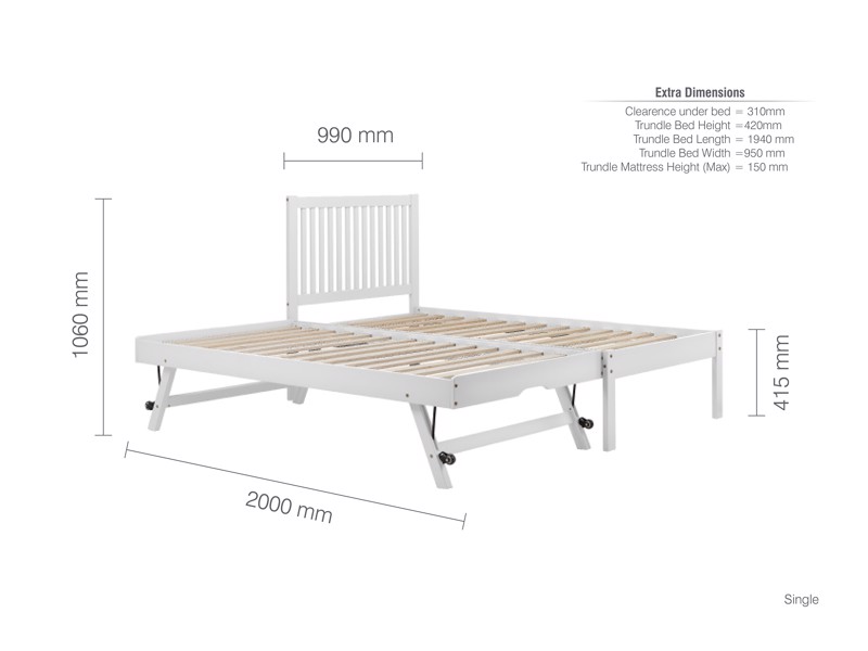 Land Of Beds Arden White Wooden Guest Bed9