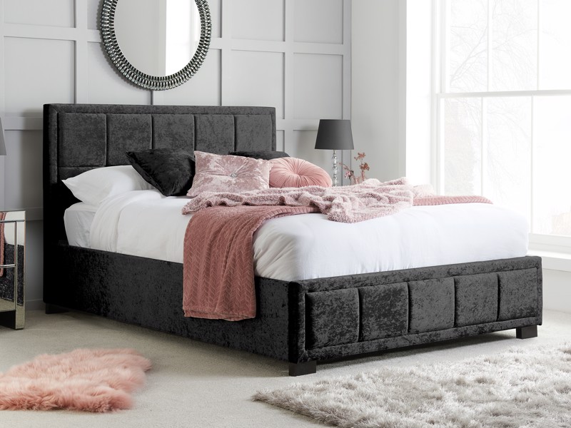 Land Of Beds Forte Black Fabric Double Bed Frame1