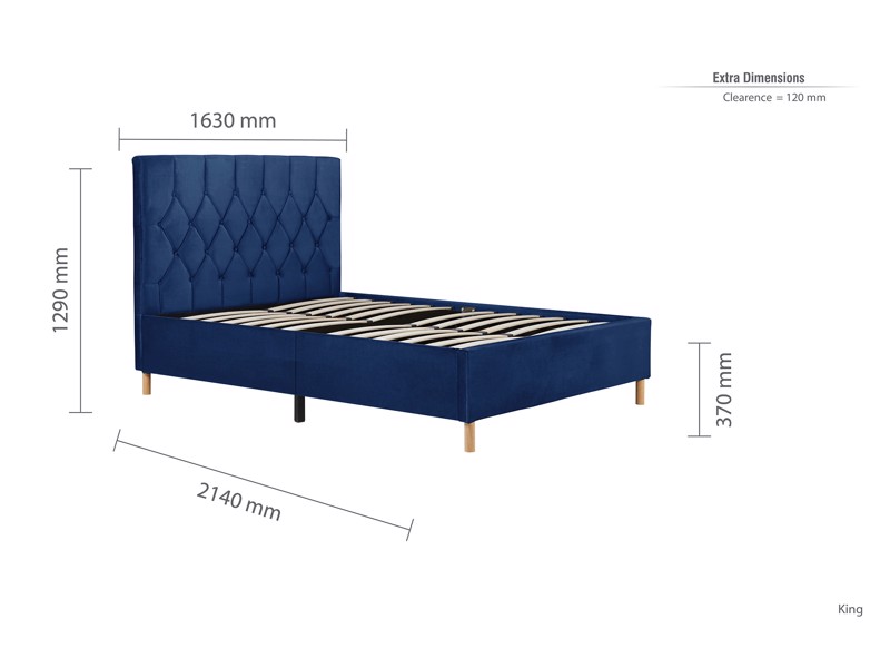 Land Of Beds Sonata Blue Fabric Bed Frame8