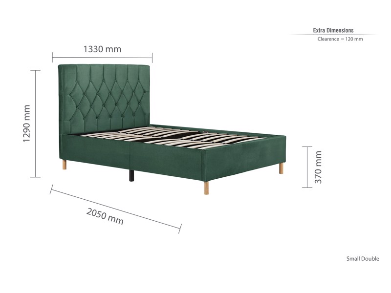 Land Of Beds Sonata Green Fabric Bed Frame6