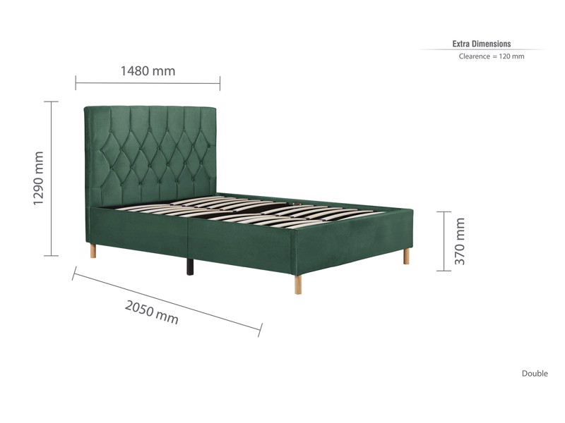 Land Of Beds Sonata Green Fabric Bed Frame7