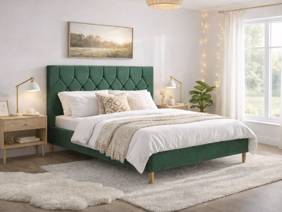 Land Of Beds Sonata Green Fabric Bed Frame1