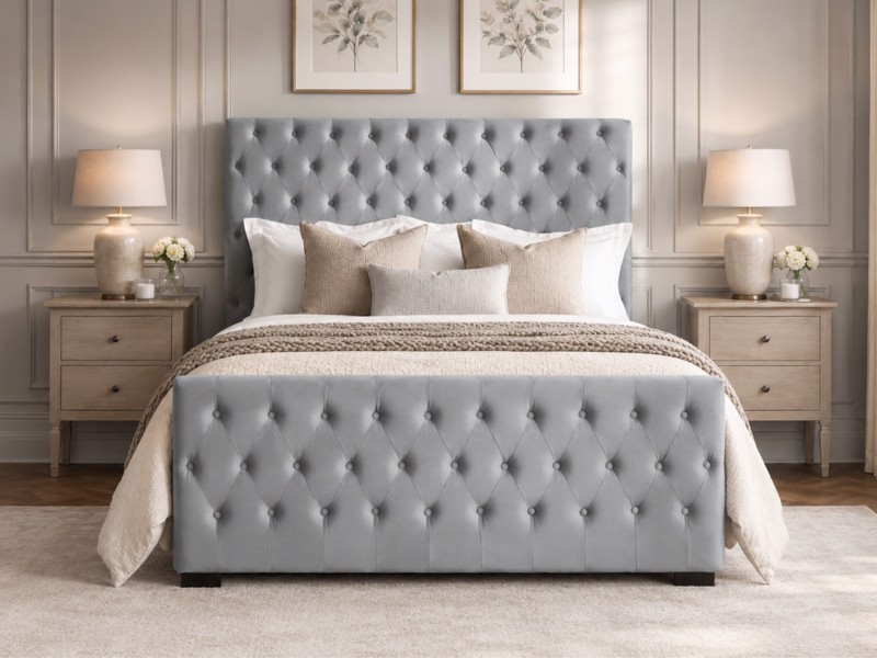 Land Of Beds Soprano Grey Fabric Bed Frame2