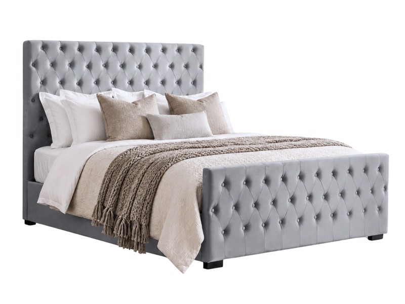 Land Of Beds Soprano Grey Fabric Bed Frame3