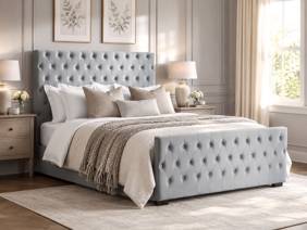 Land Of Beds Soprano Grey Fabric Bed Frame1