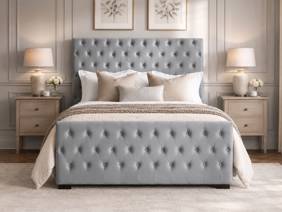 Land Of Beds Soprano Grey Fabric Bed Frame2