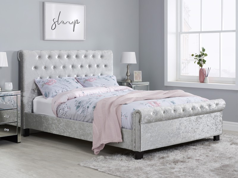 Land Of Beds Rhapsody Silver Grey Fabric Bed Frame1