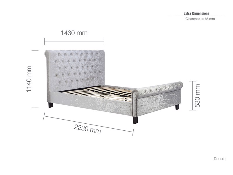 Land Of Beds Rhapsody Silver Grey Fabric King Size Bed Frame8