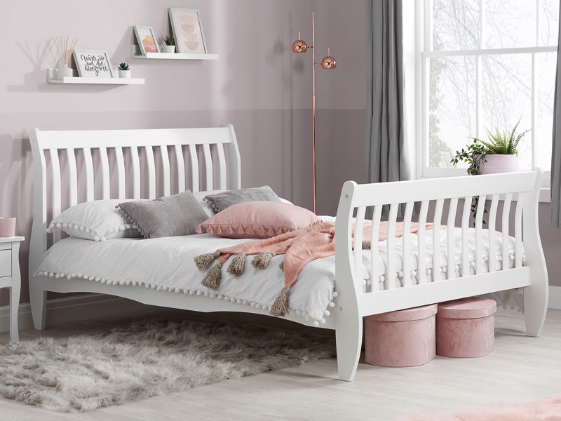 Land Of Beds Alto White Wooden Bed Frame1