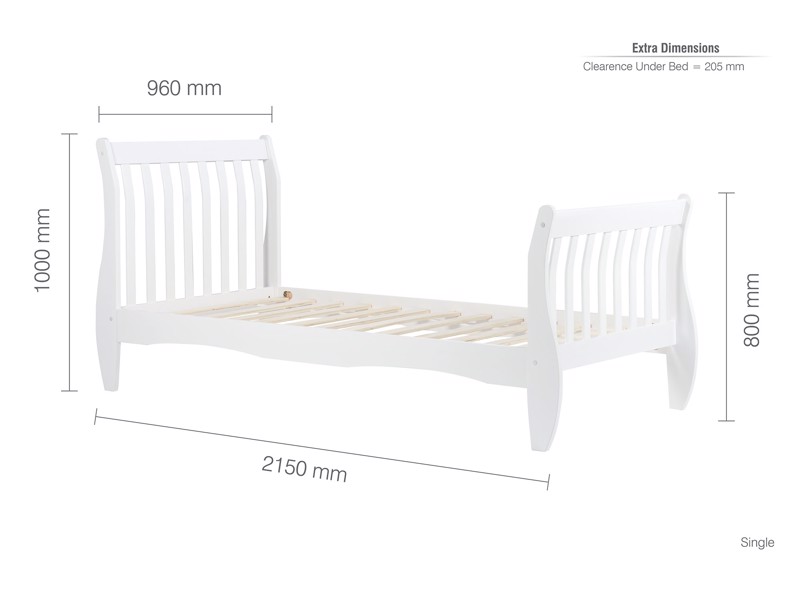 Land Of Beds Alto White Wooden Bed Frame5