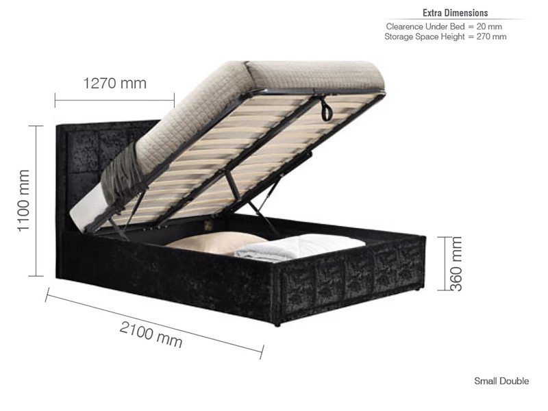 Land Of Beds Quartet Black Fabric King Size Ottoman Bed7