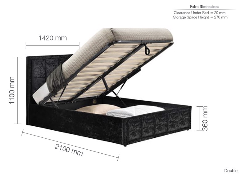 Land Of Beds Quartet Black Fabric Small Double Ottoman Bed8