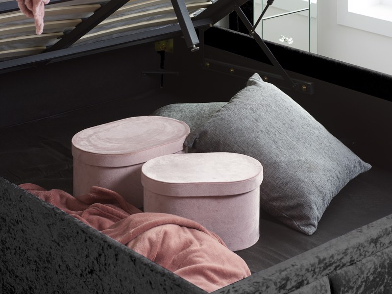 Land Of Beds Quartet Black Fabric Ottoman Bed6