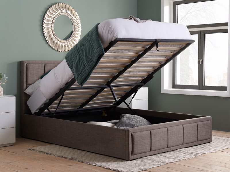 Land Of Beds Quartet Grey Fabric Ottoman Bed2