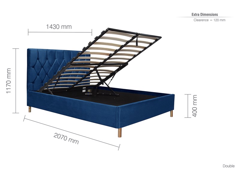 Land Of Beds Tempo Blue Fabric Ottoman Bed7