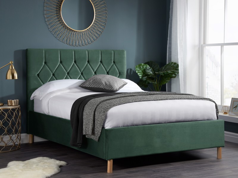 Land Of Beds Tempo Green Fabric King Size Ottoman Bed1