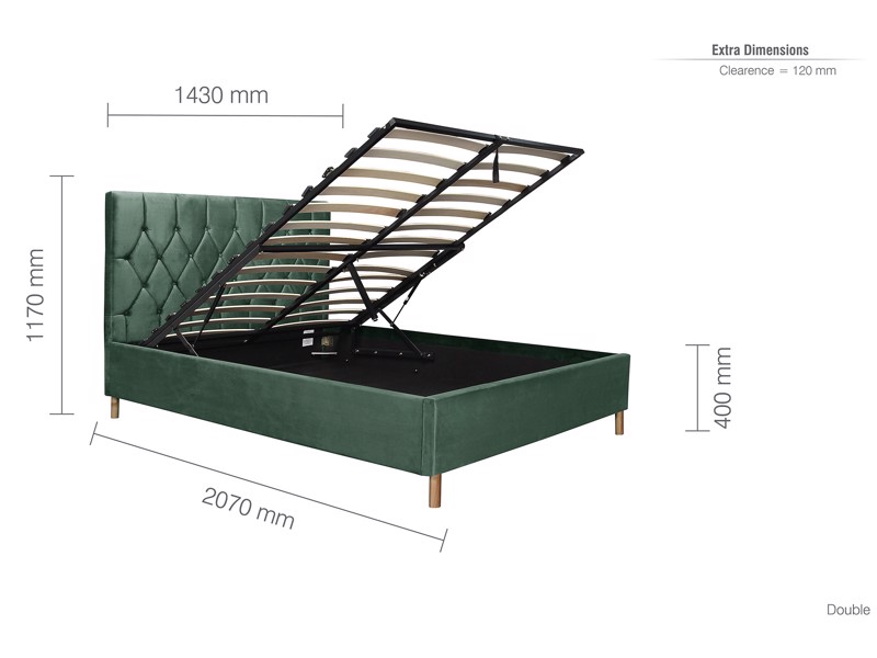 Land Of Beds Tempo Green Fabric Ottoman Bed7