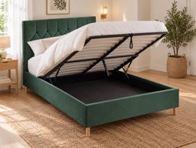 Land Of Beds Tempo Green Fabric Ottoman Bed2