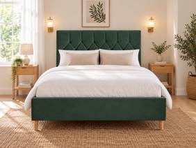 Land Of Beds Tempo Green Fabric Ottoman Bed3