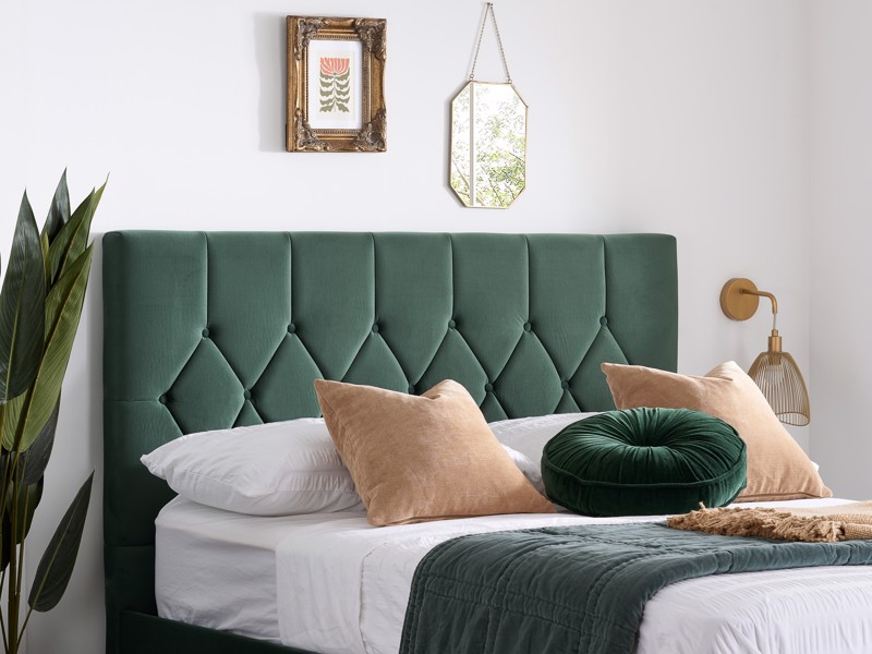 Land Of Beds Tempo Green Fabric Double Ottoman Bed3