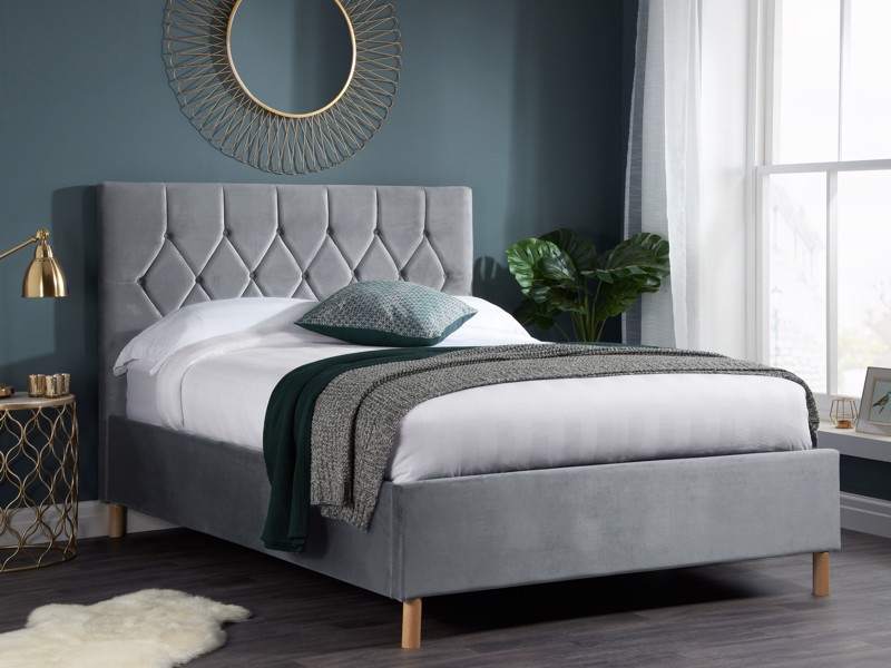 Land Of Beds Tempo Grey Fabric Ottoman Bed1