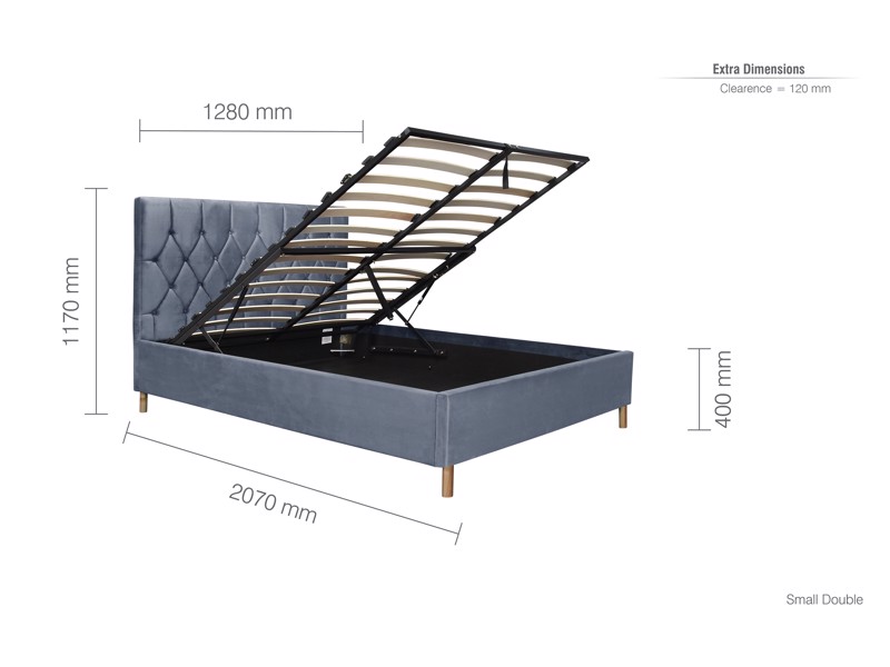 Land Of Beds Tempo Grey Fabric Ottoman Bed7