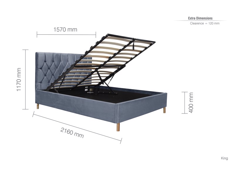 Land Of Beds Tempo Grey Fabric Ottoman Bed9