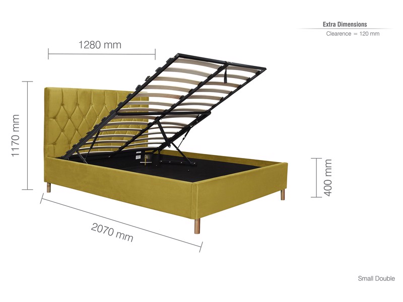 Land Of Beds Tempo Mustard Fabric Ottoman Bed5